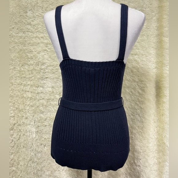 ANTHROPOLOGIE Moth Navy Blue Belted Knitted Sweater Tank - Picture 4 of 9